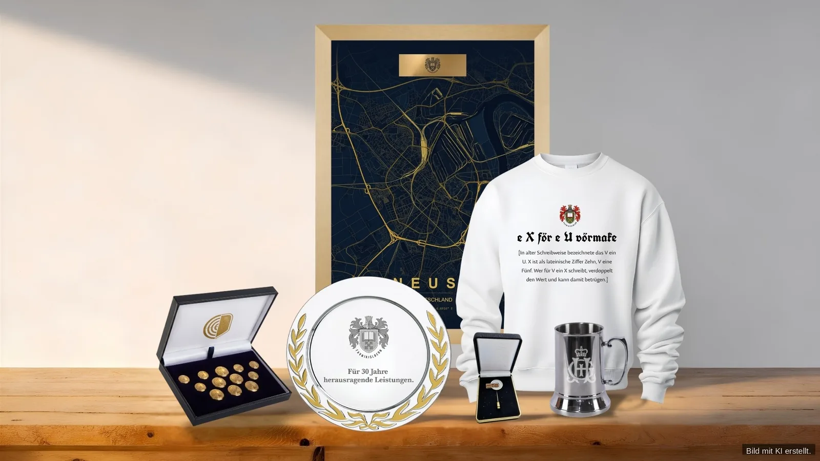 Zusammengestellte Geschenksets mit Orden, Tassen und Zubehör