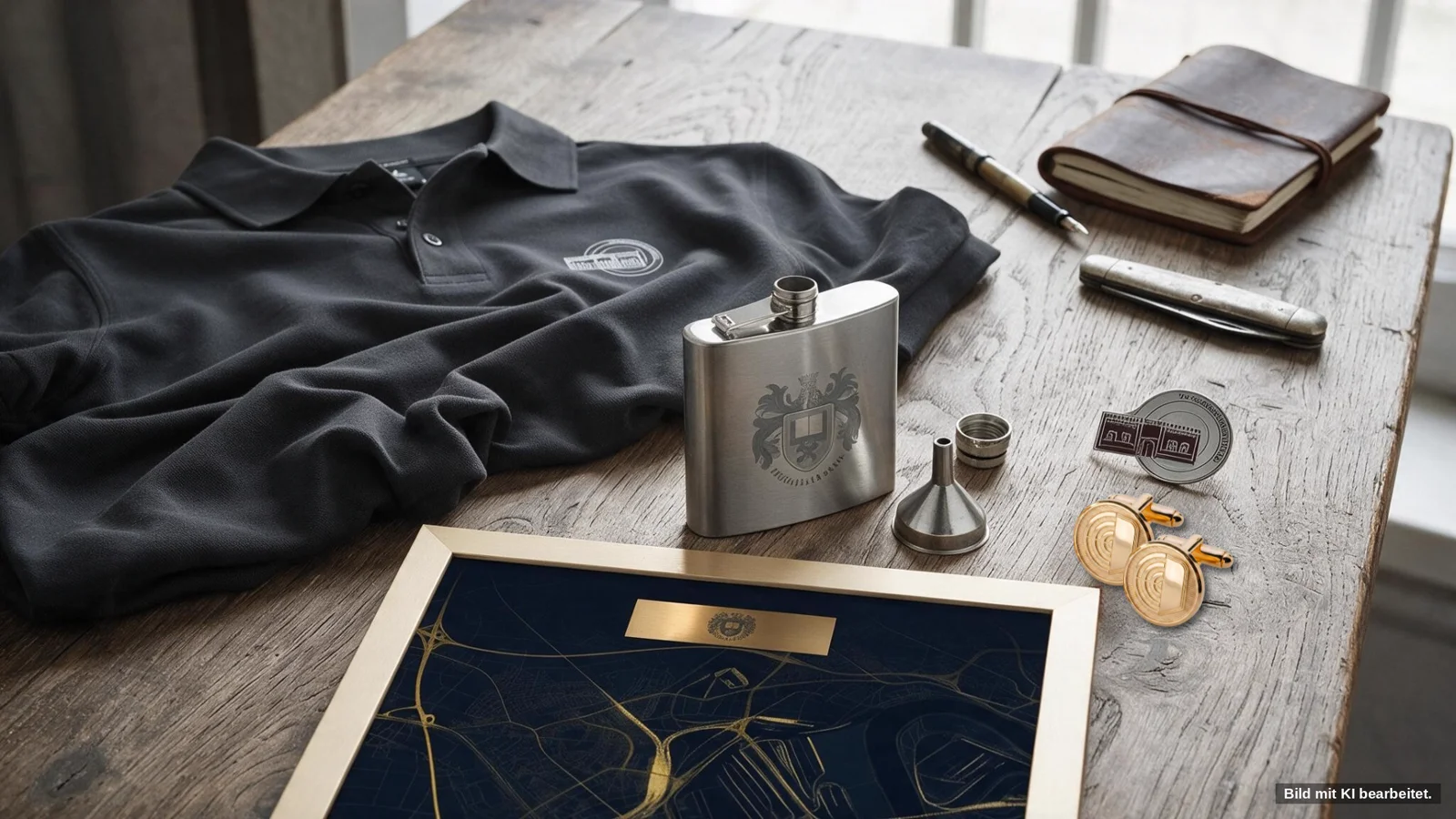 Vereinsgeschenke im Budgetvergleich: Flachmann, Manschettenknöpfe, Poloshirt und Bilderrahmen
